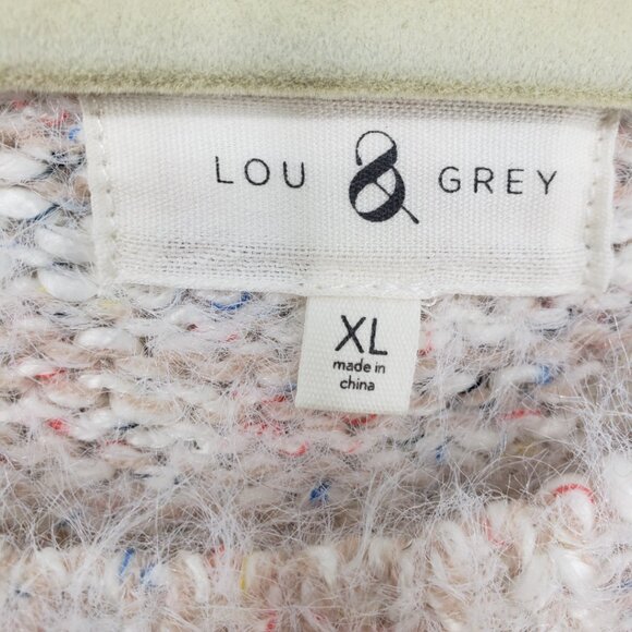 Lou & Grey Fuzzy Eyelash Knit Tunic Sweater XL Relaxed Fit Oversized Long Cream - Picture 6 of 11